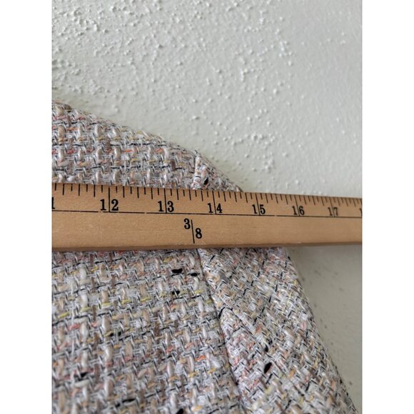 Ann Taylor Fringe Tweed Shawl Collar Jacket Womens Size 00P Cream Multi-Color - Picture 9 of 15